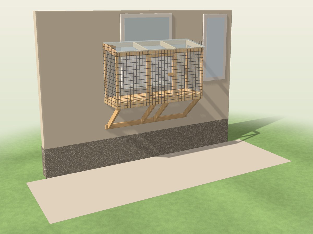 2 x 6 ft window box catio hanging on a house wall under a window